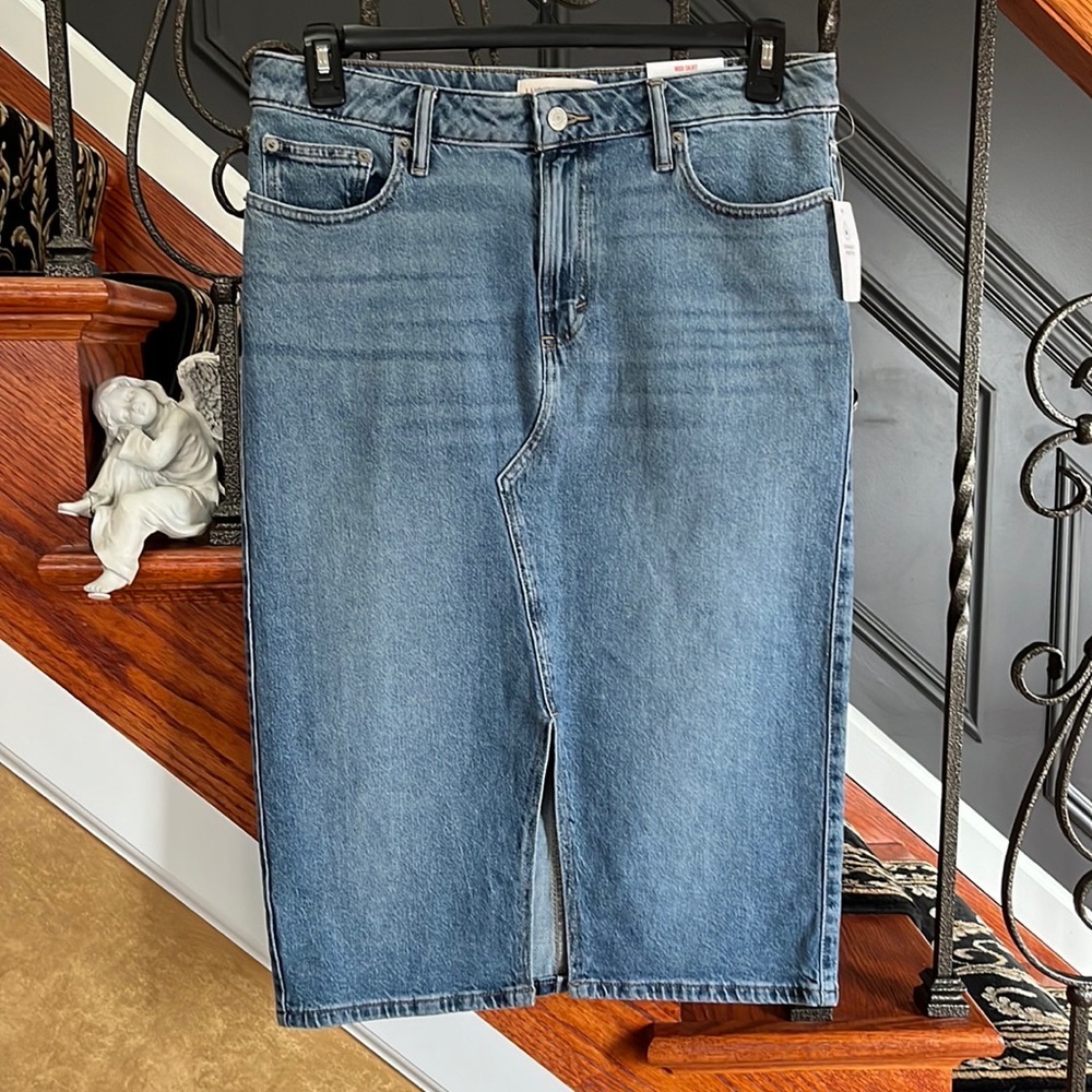 Lucky Brand Med Wash Denim Midi Skirt Size 10